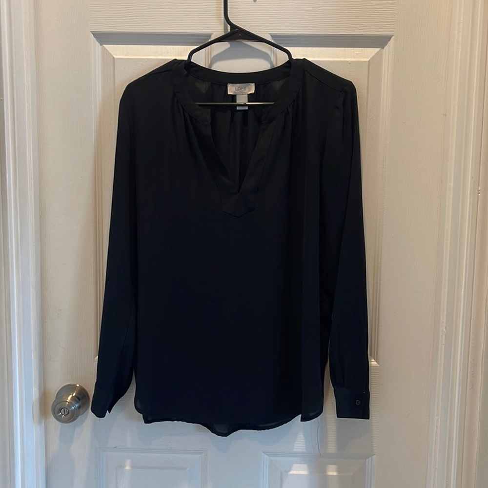 Black long sleeve blouse with v neck